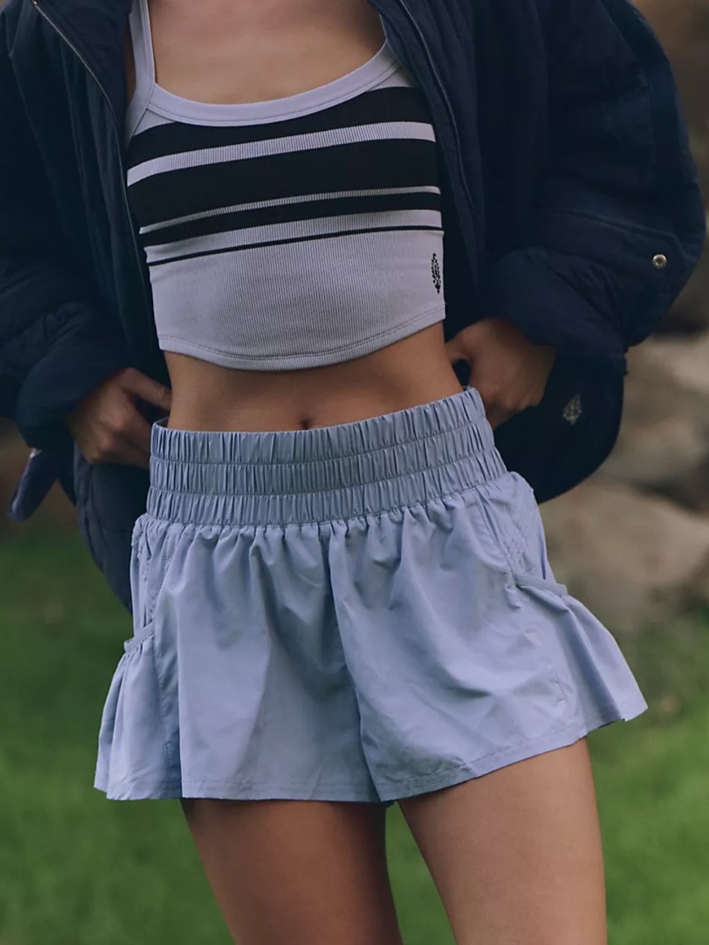 Free People Movement Get Your Flirt On Shorts - Size Small - Gray/Blue